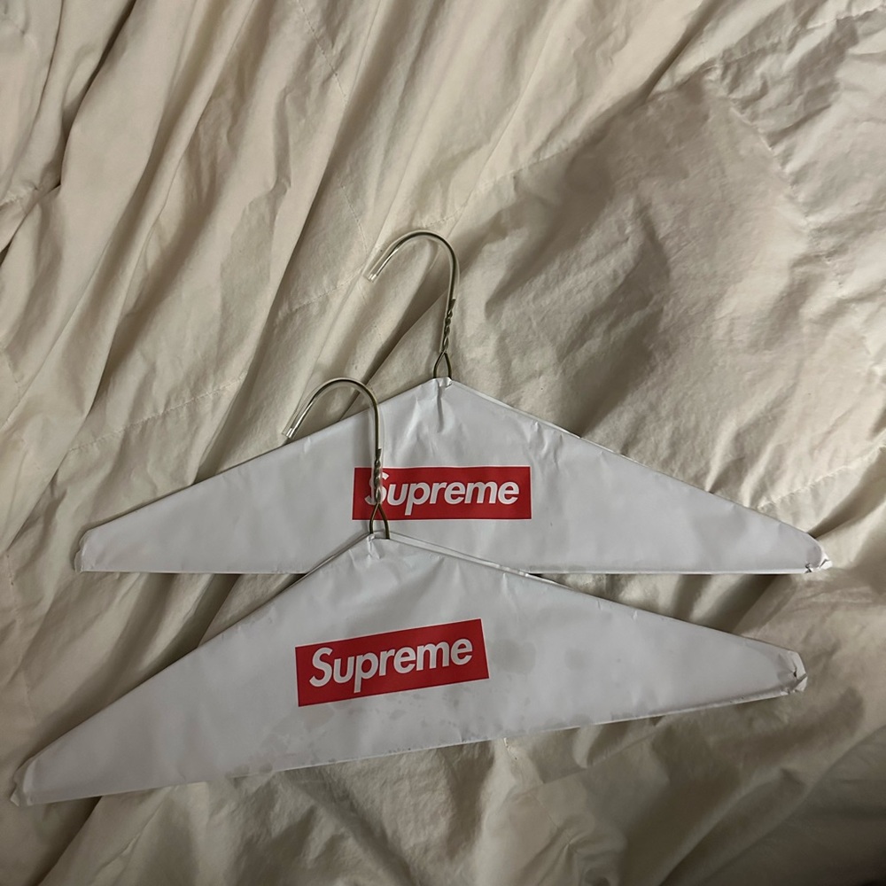 Supreme White Hangers with Red Logo